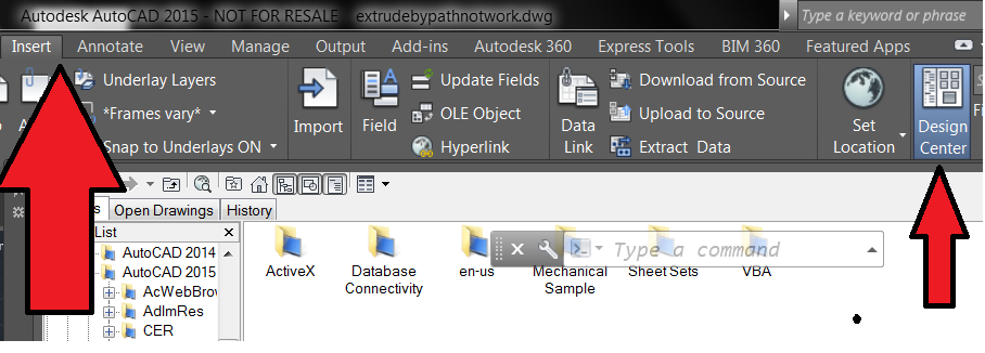 content tab in autocad