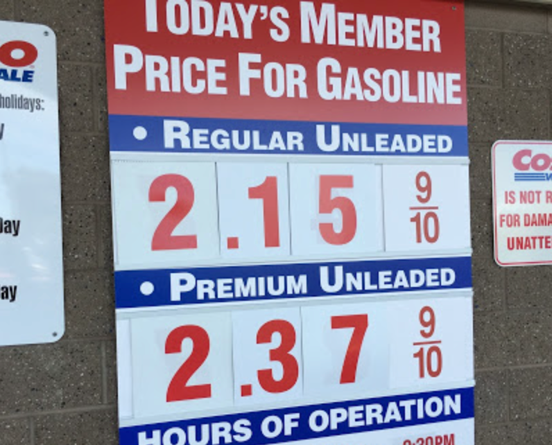 costco gas price today my area