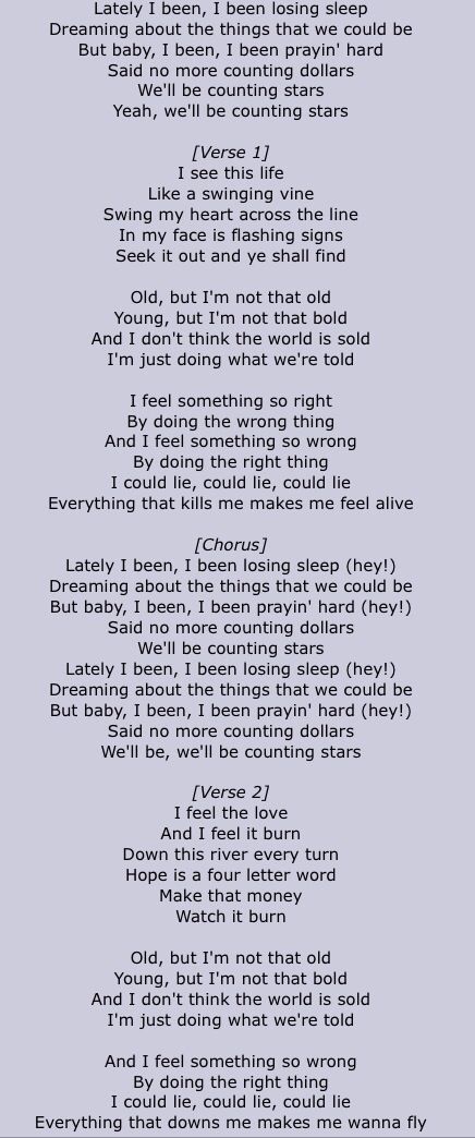 counting stars lyrics