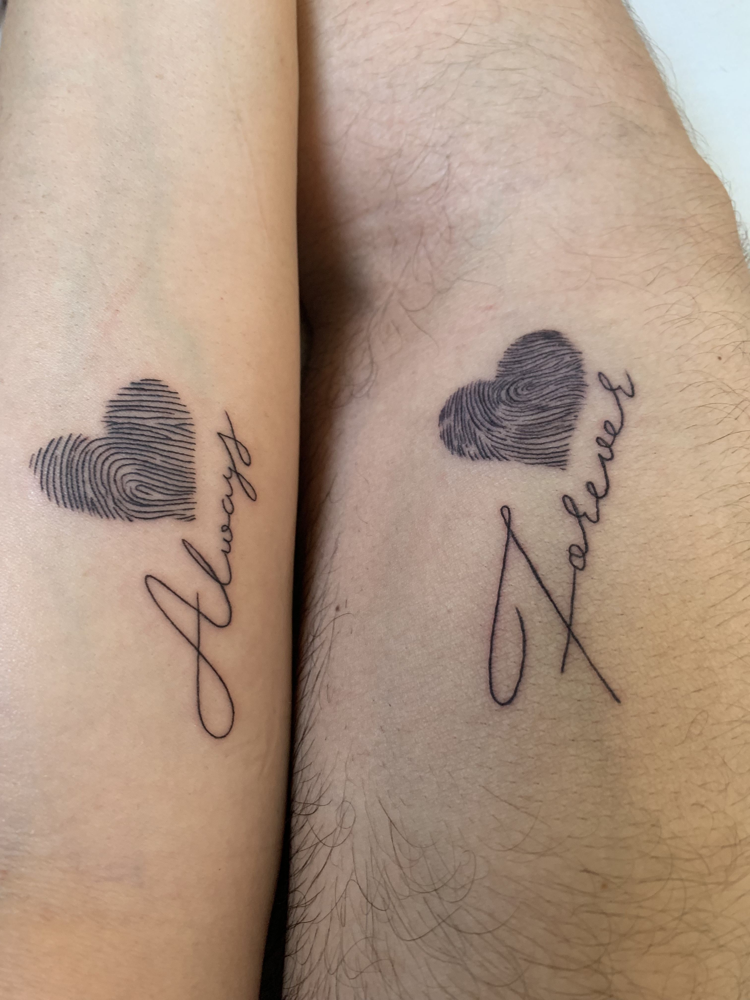 couple fingerprint heart tattoo