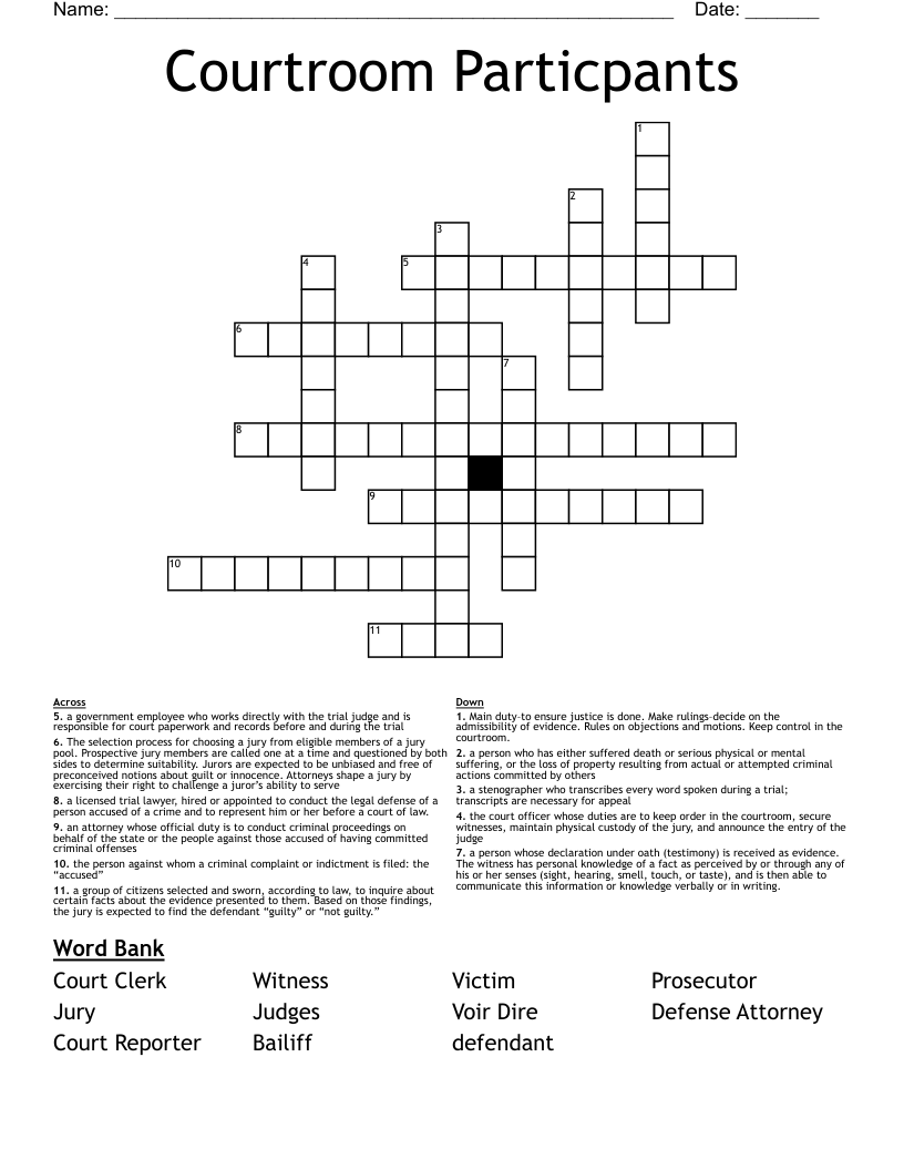 court official crossword