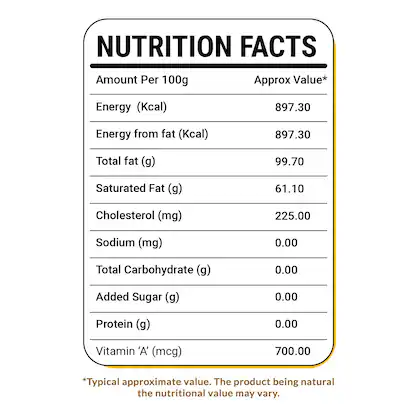 cow ghee nutrition facts per 100g