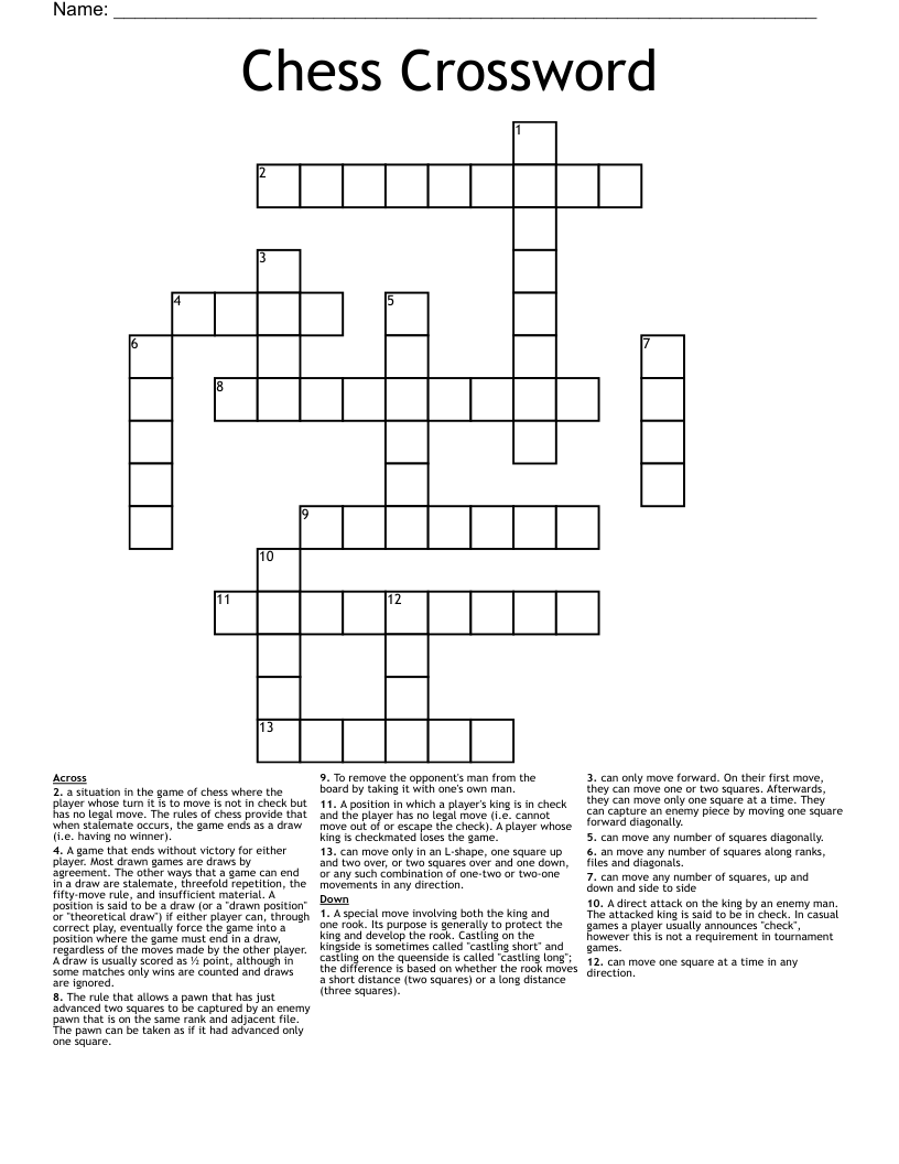crossword clue chess piece