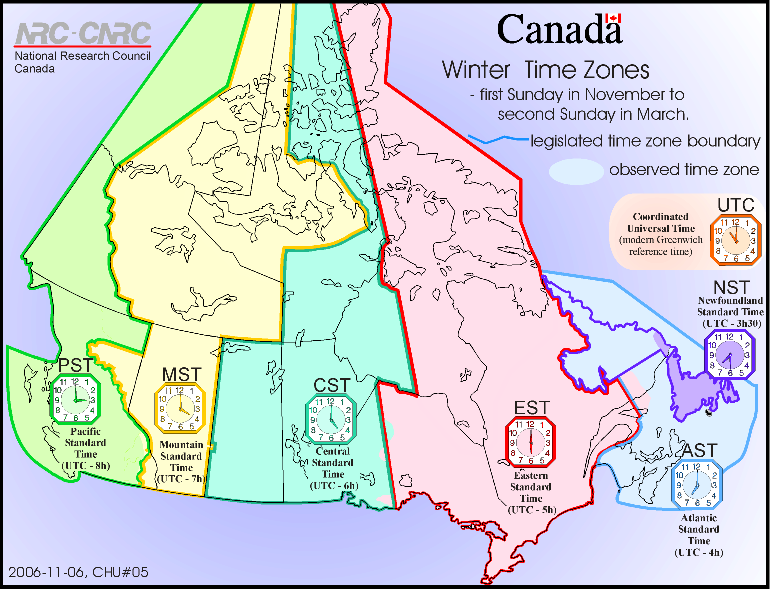 current time zones canada