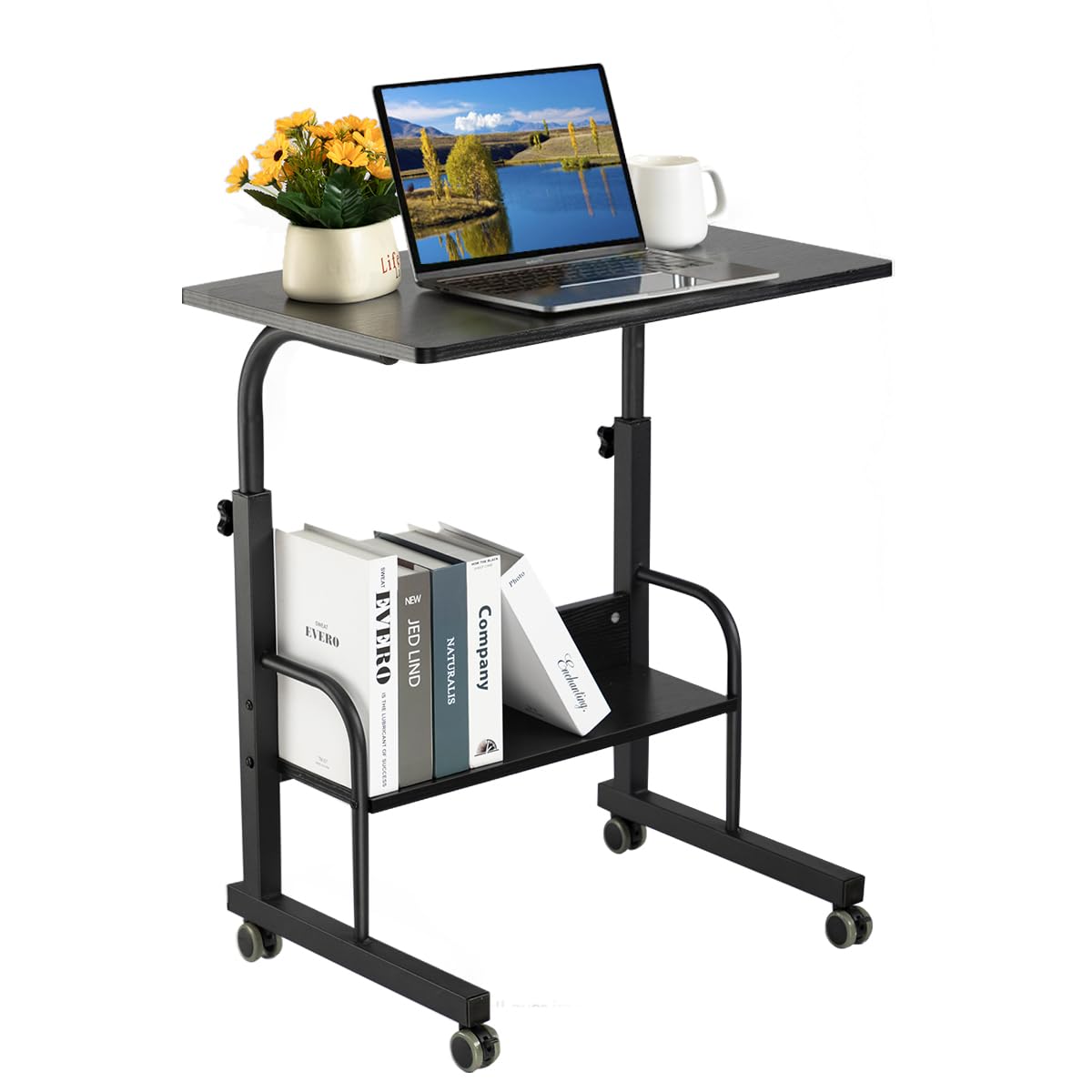 portable computer cart desk on wheels