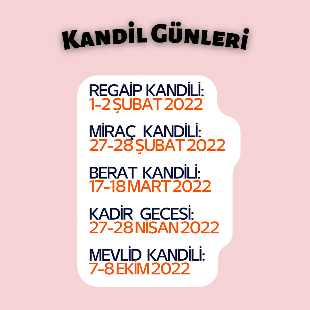 kandillerin tarihleri 2022