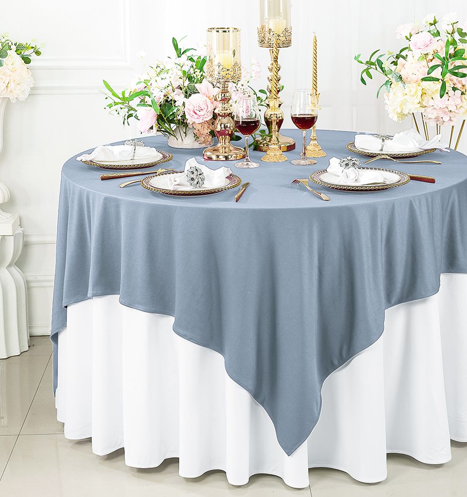 dusty blue table linens