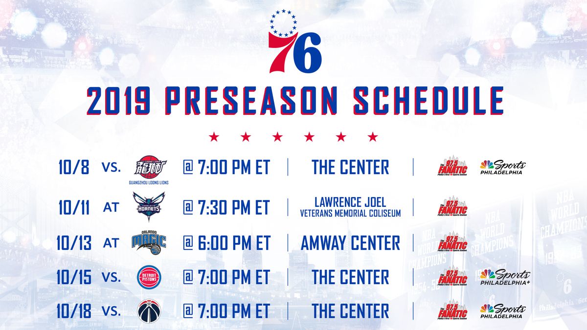 sixers home game schedule 2019