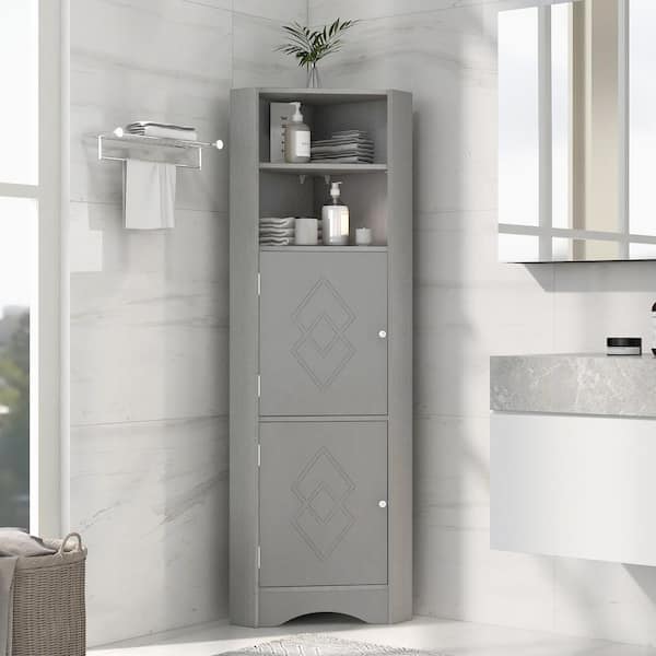 corner linen cabinet bathroom