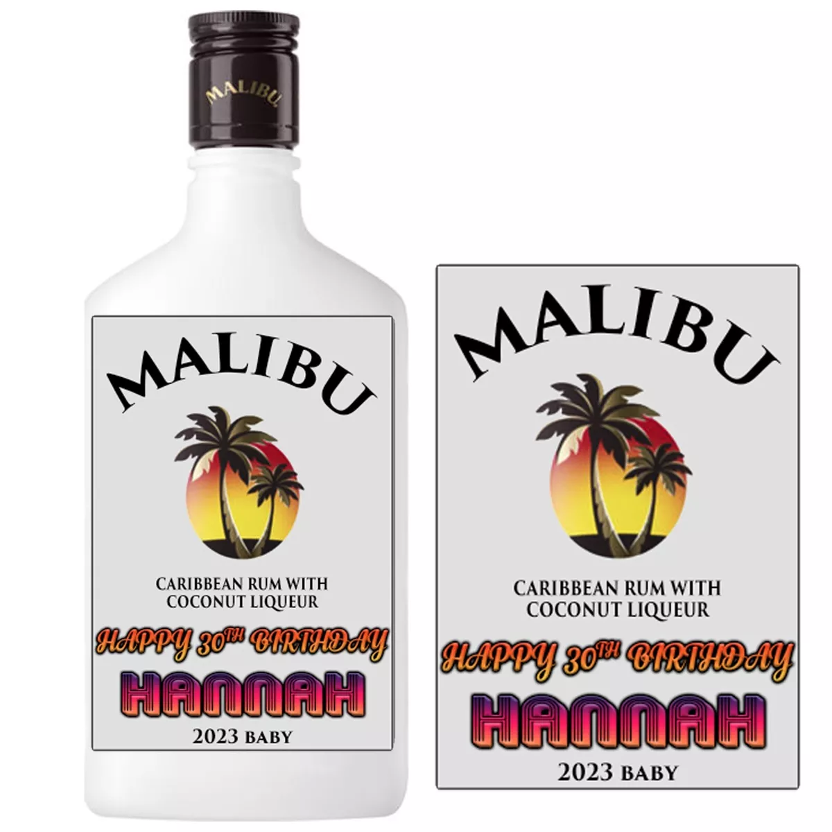 personalised malibu bottle