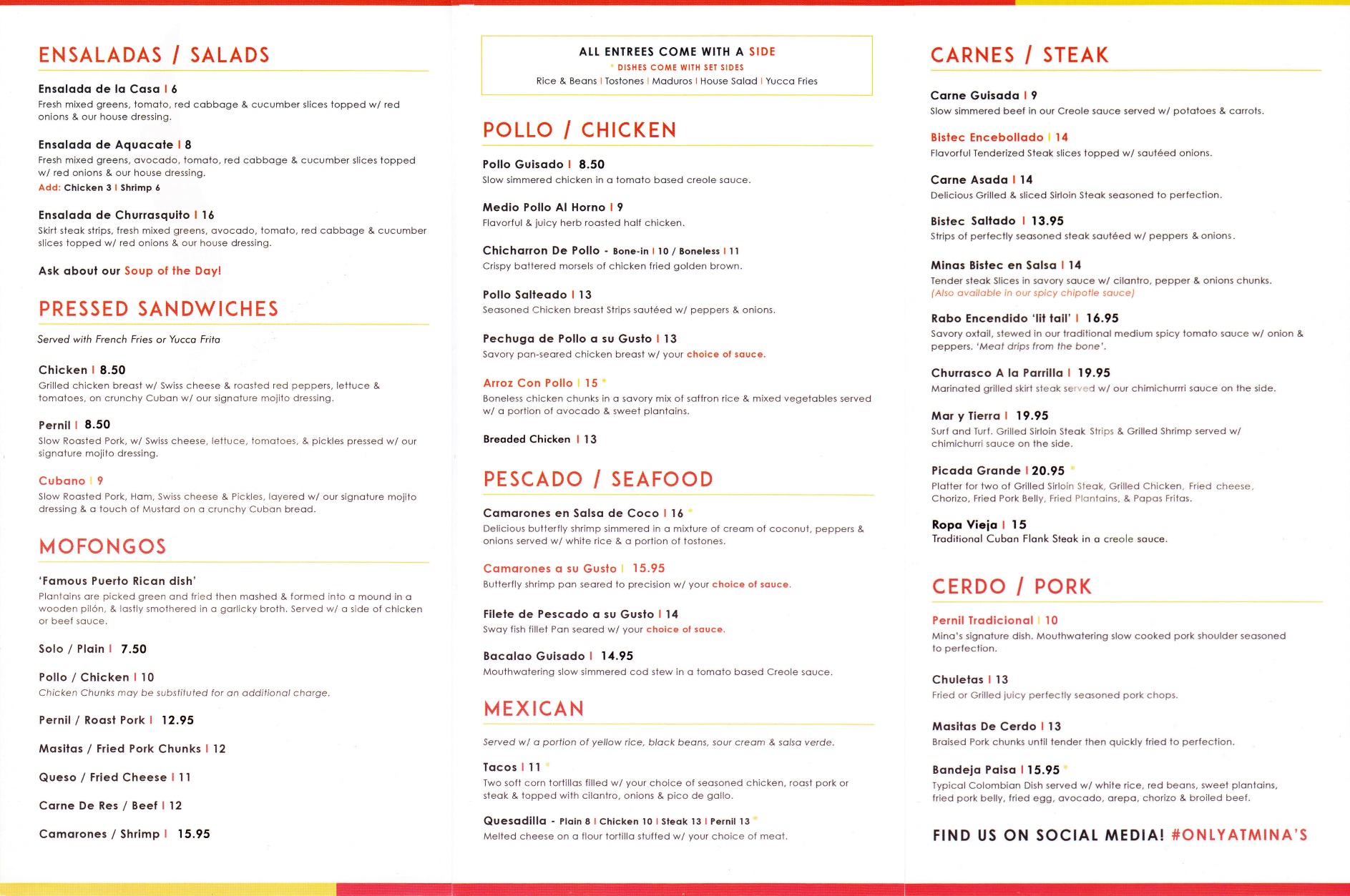 minas spanish kitchen monroe menu