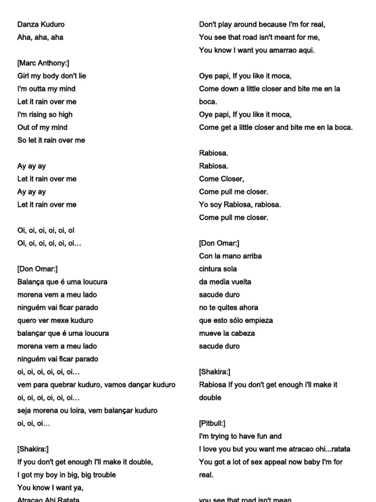 danza kuduro lyrics translation