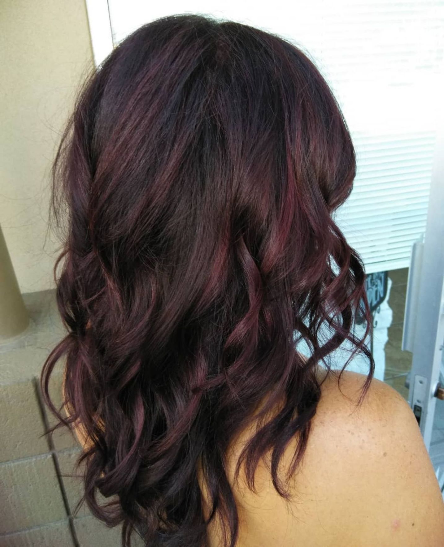 dark hair with burgundy