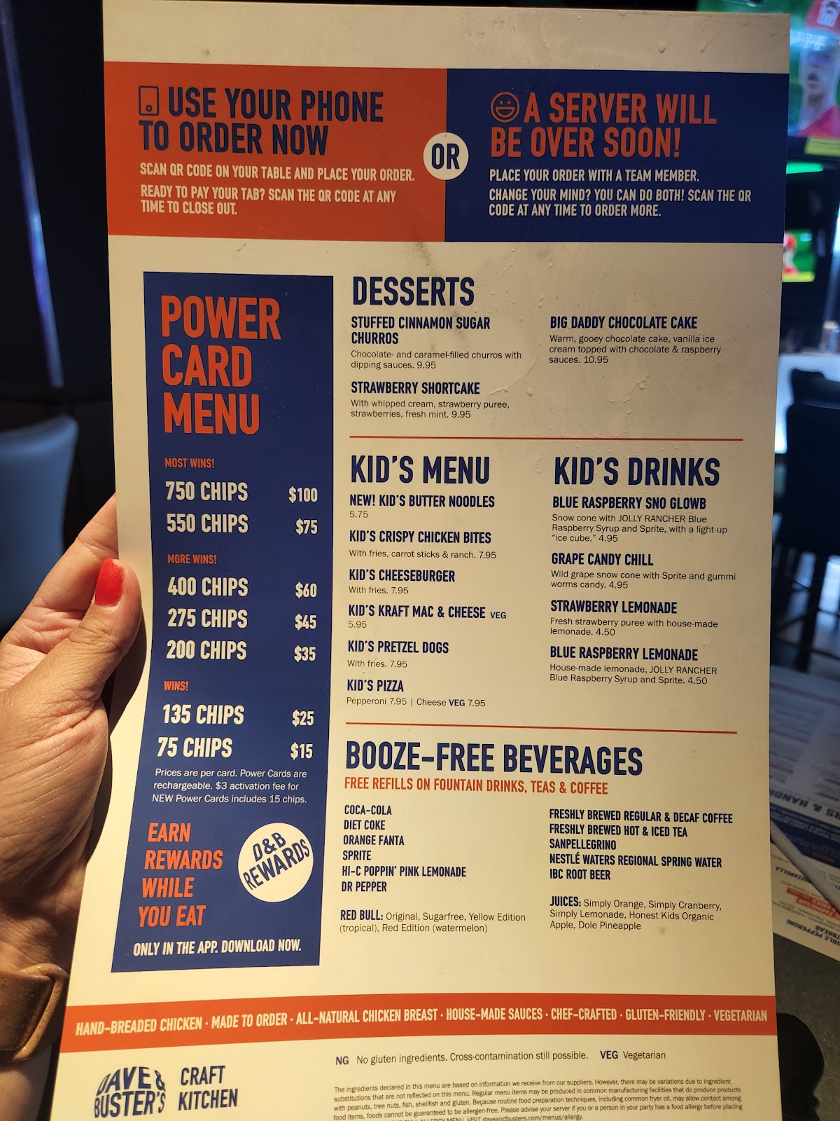dave and busters menu oakville
