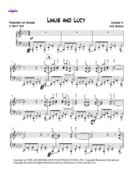 linus and lucy piano sheet music