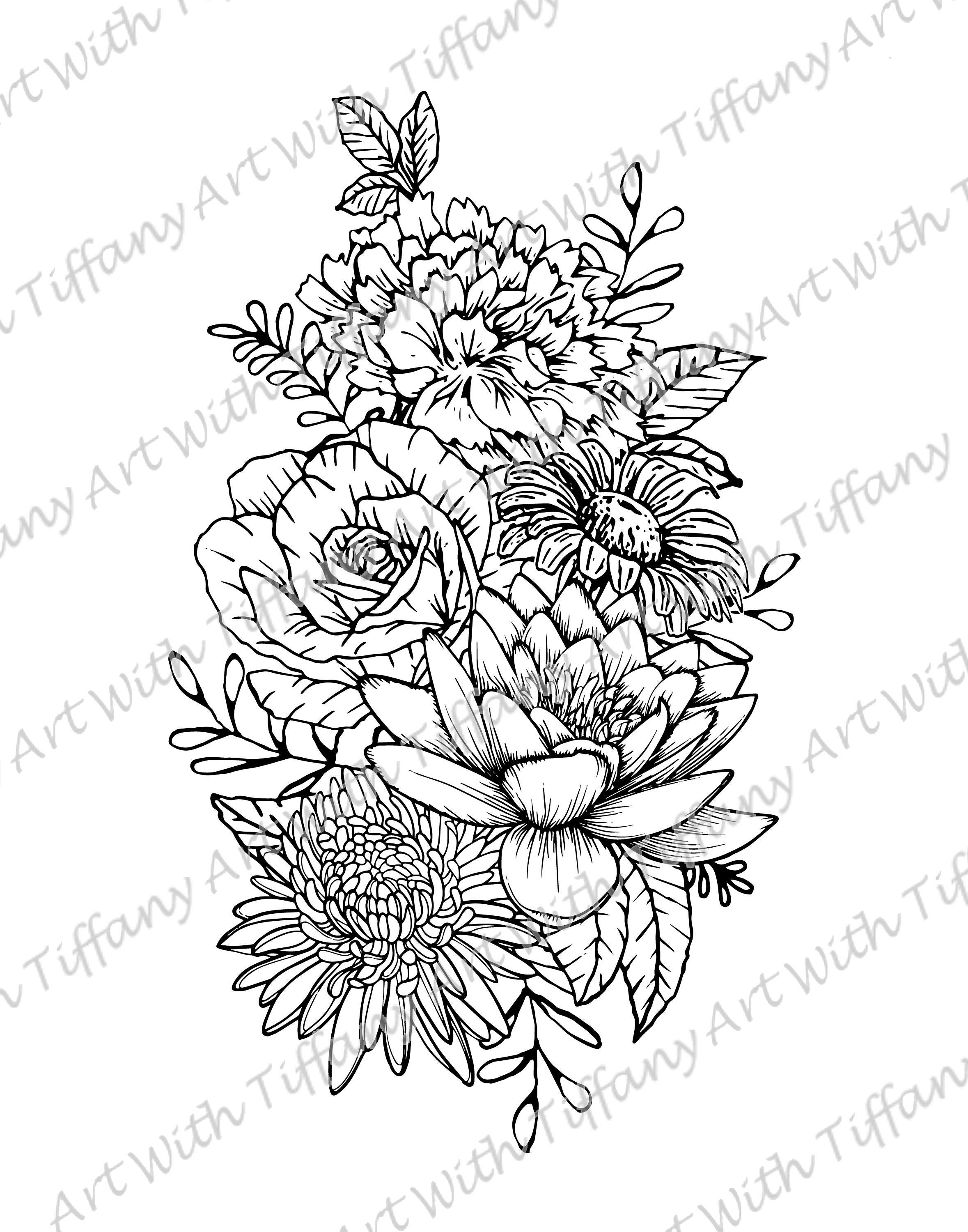 flower tattoo designs black white