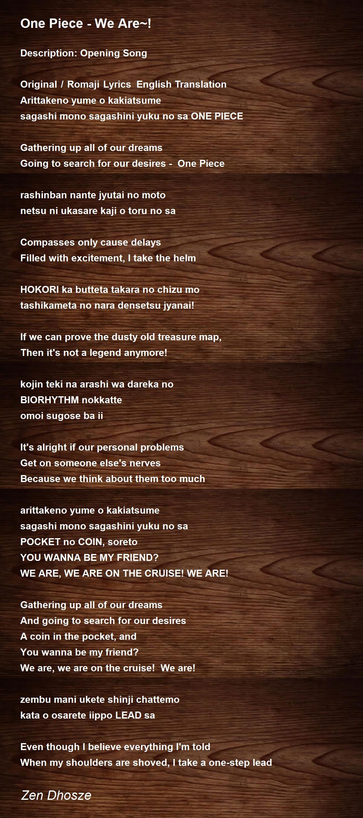 one piece lyrics english