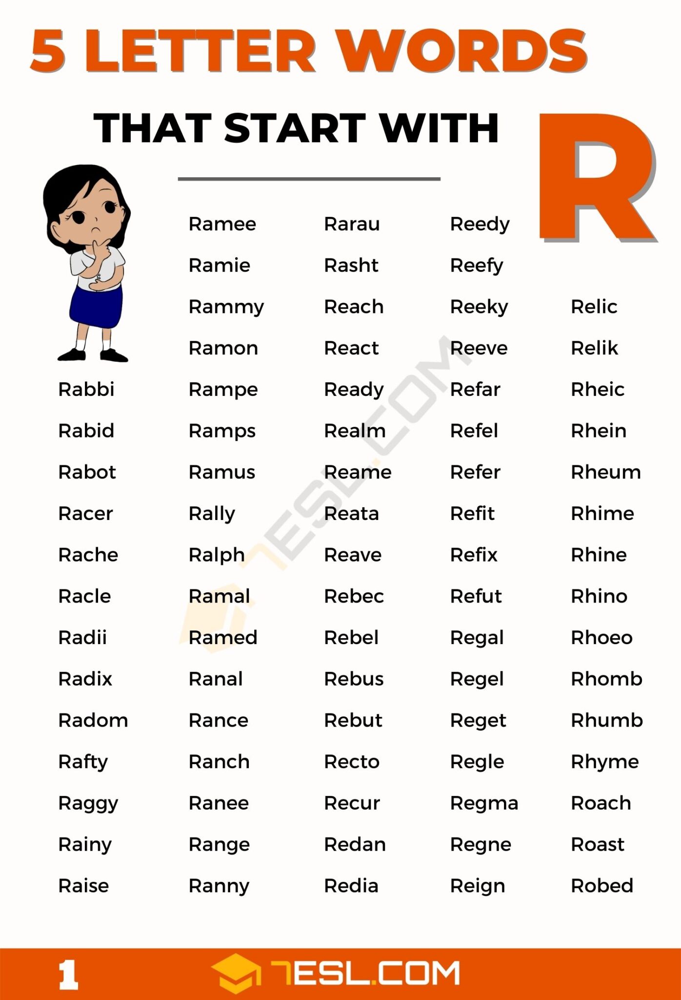 r a 5 letter words