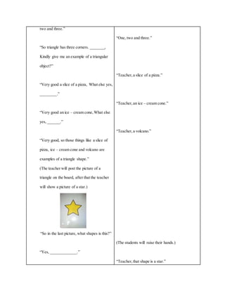 detailed lesson plan about shapes for kindergarten