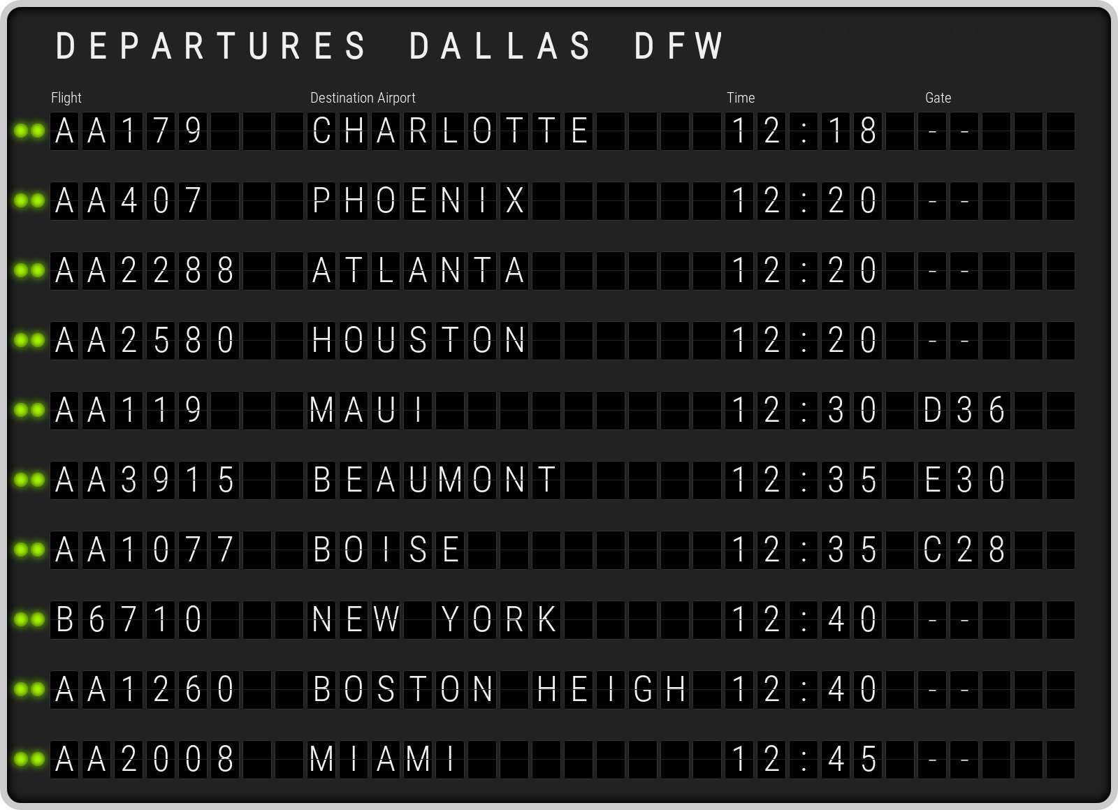 dfw departures