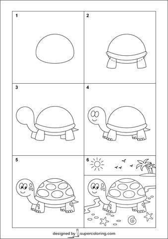 dibujo de tortuga facil para niños