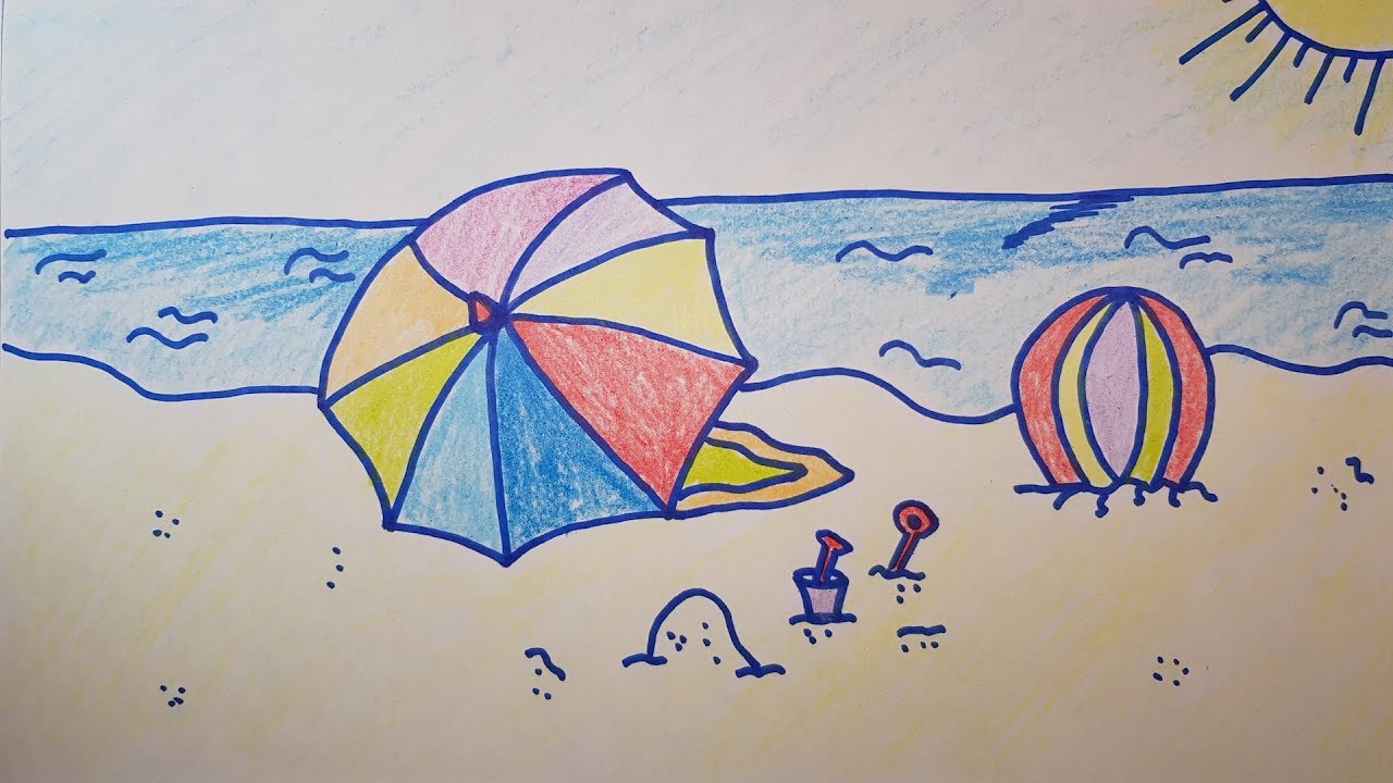 dibujos de playa faciles