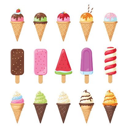 different types of ice cream drawing