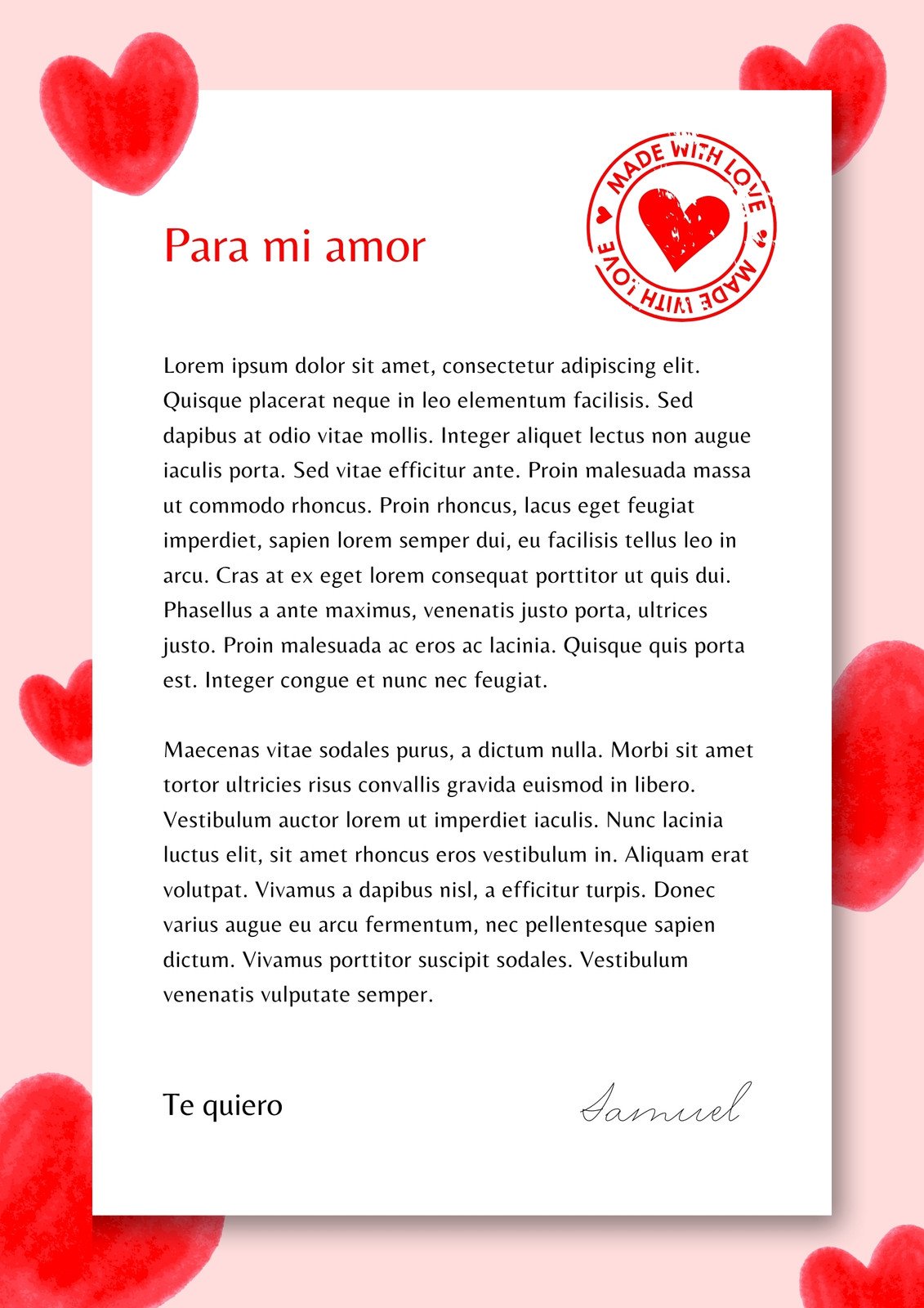 diseños de cartas de amor