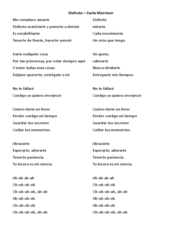 disfruto lyrics english