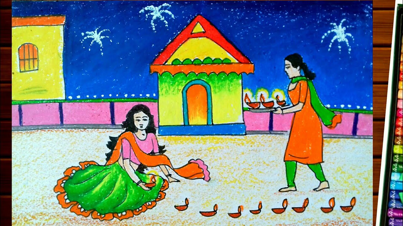 diwali festival memory drawing