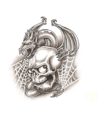 dragon and skull tattoo designs