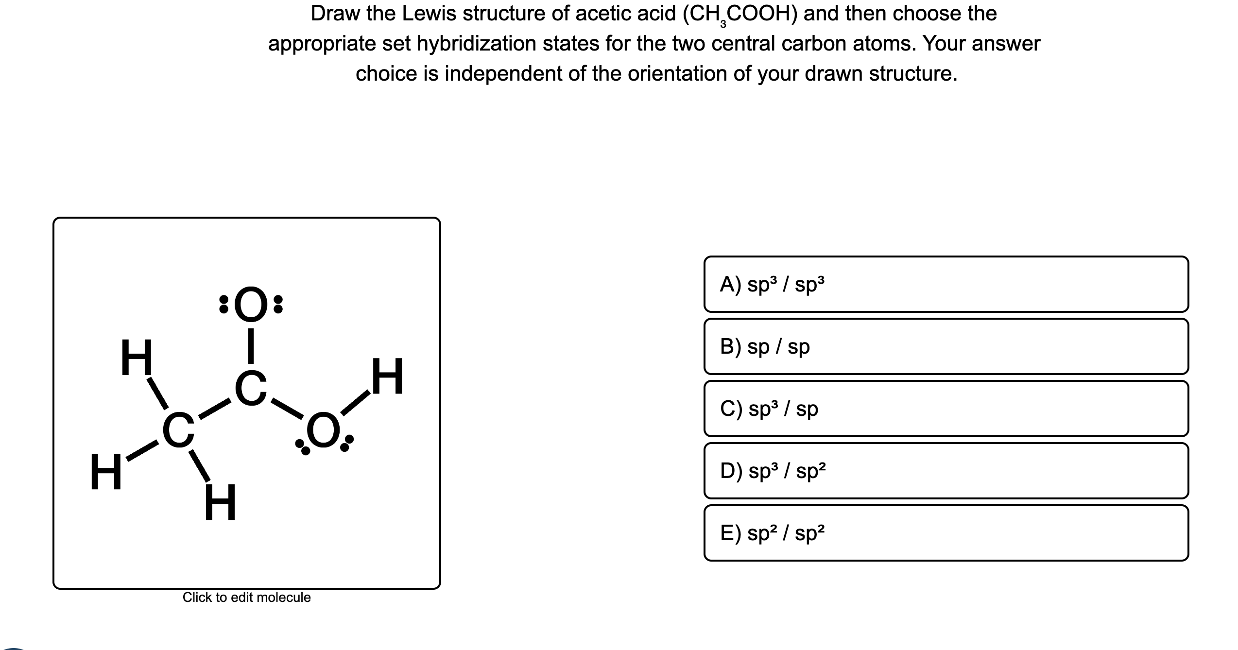 draw the lewis structure for acetic acid