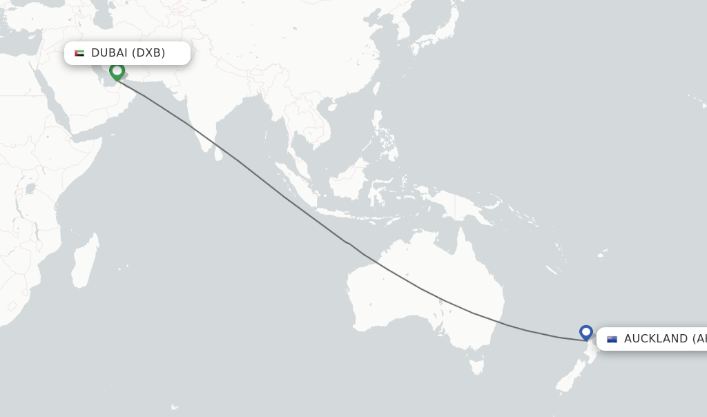 dubai to new zealand flight time