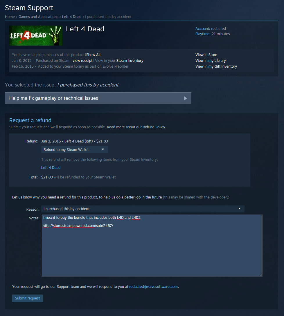 steam refund time