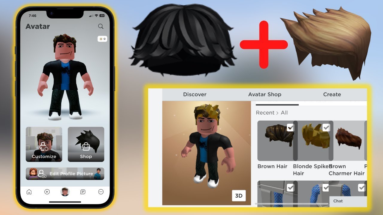 how to put on multiple hairs on roblox mobile