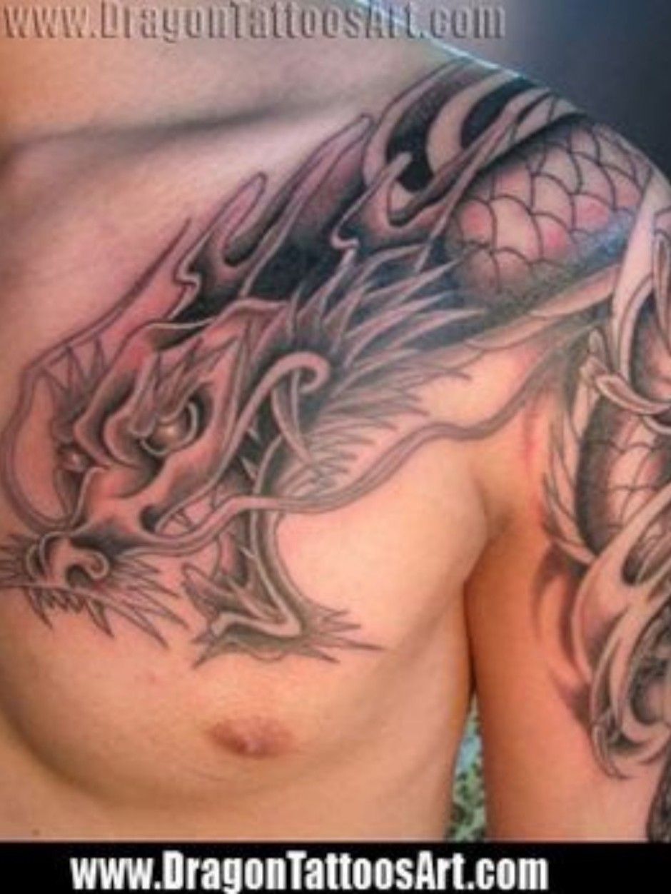 dragon tattoo shoulder chest
