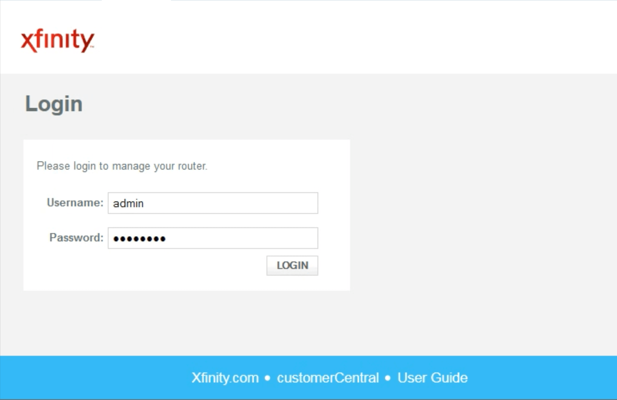 how to log into my xfinity router