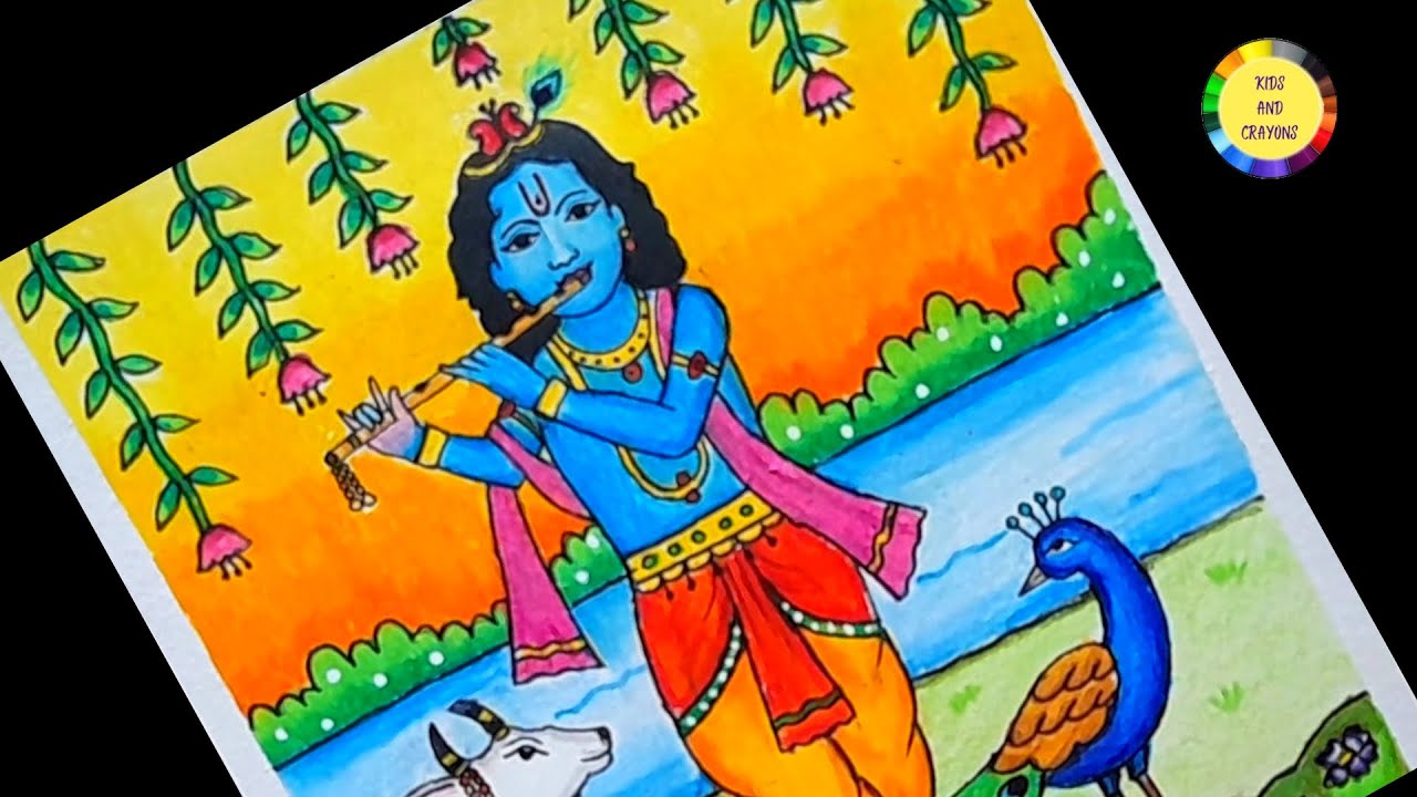 janmashtami scene drawing