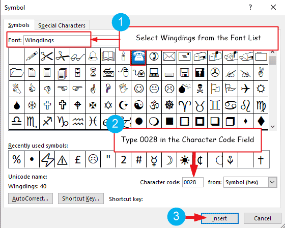 location symbol in word copy and paste