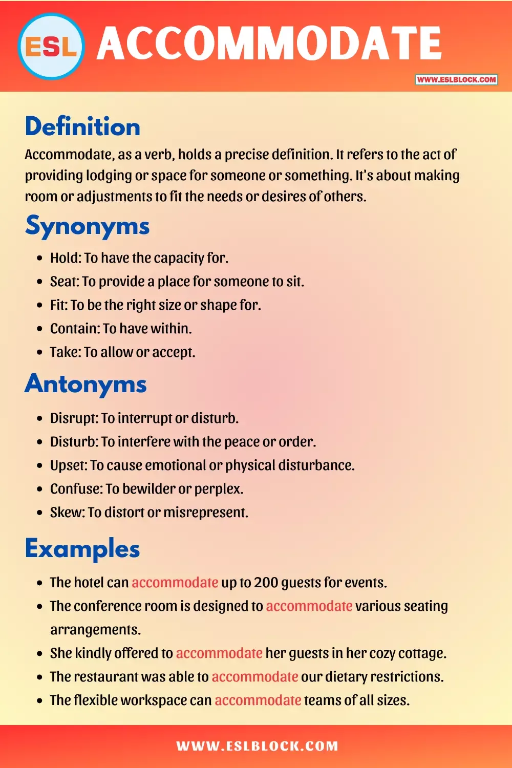 accommodated synonym