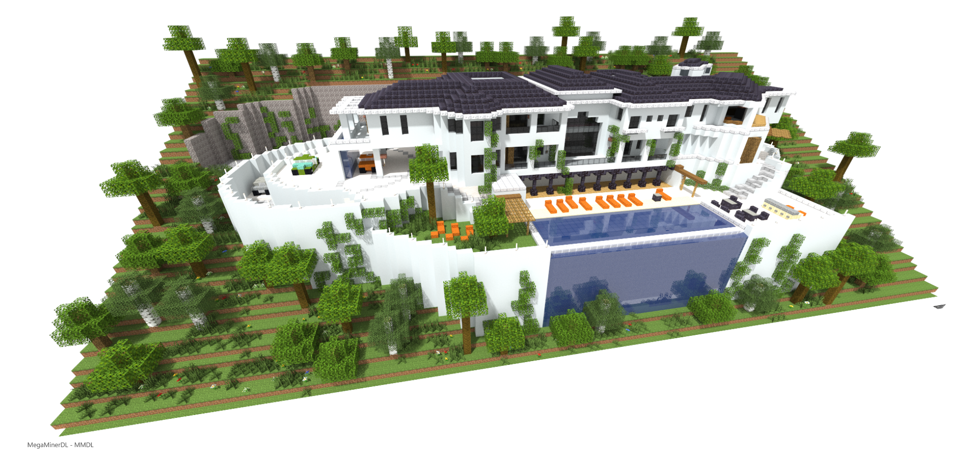 minecraft hillside mansion