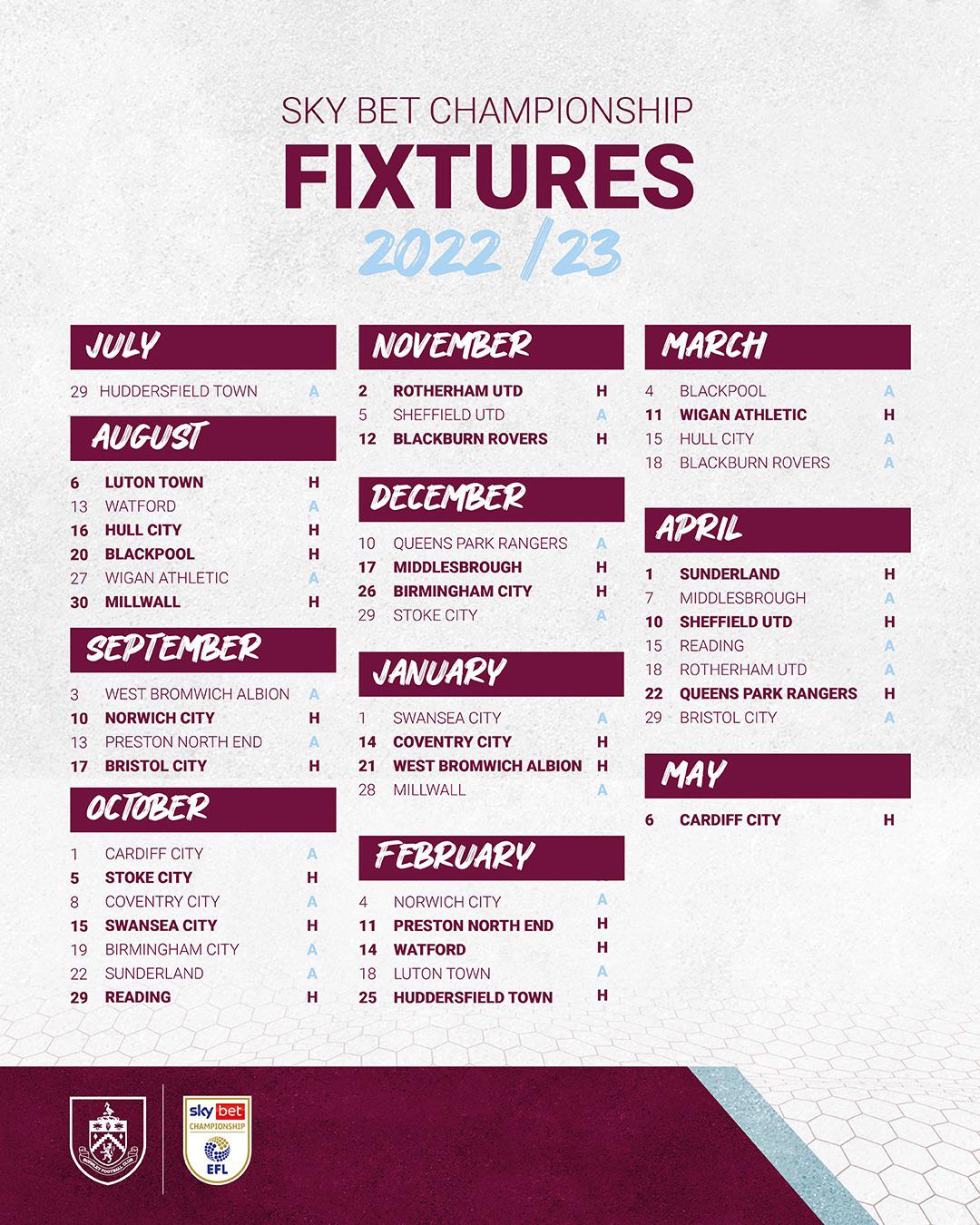 burnley fc fixtures 23 24