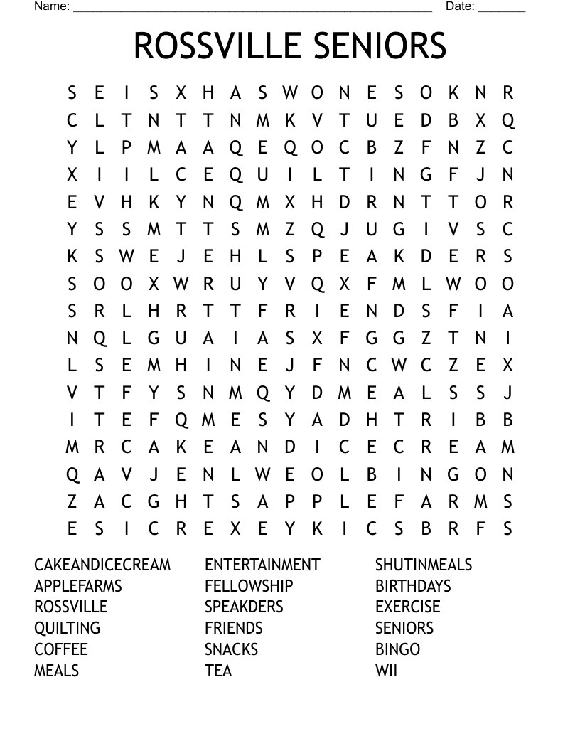 wordsearch seniors