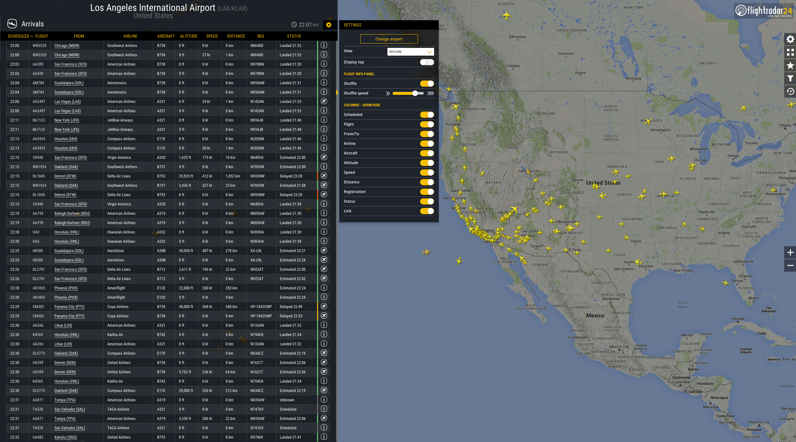 flight radar arrivals