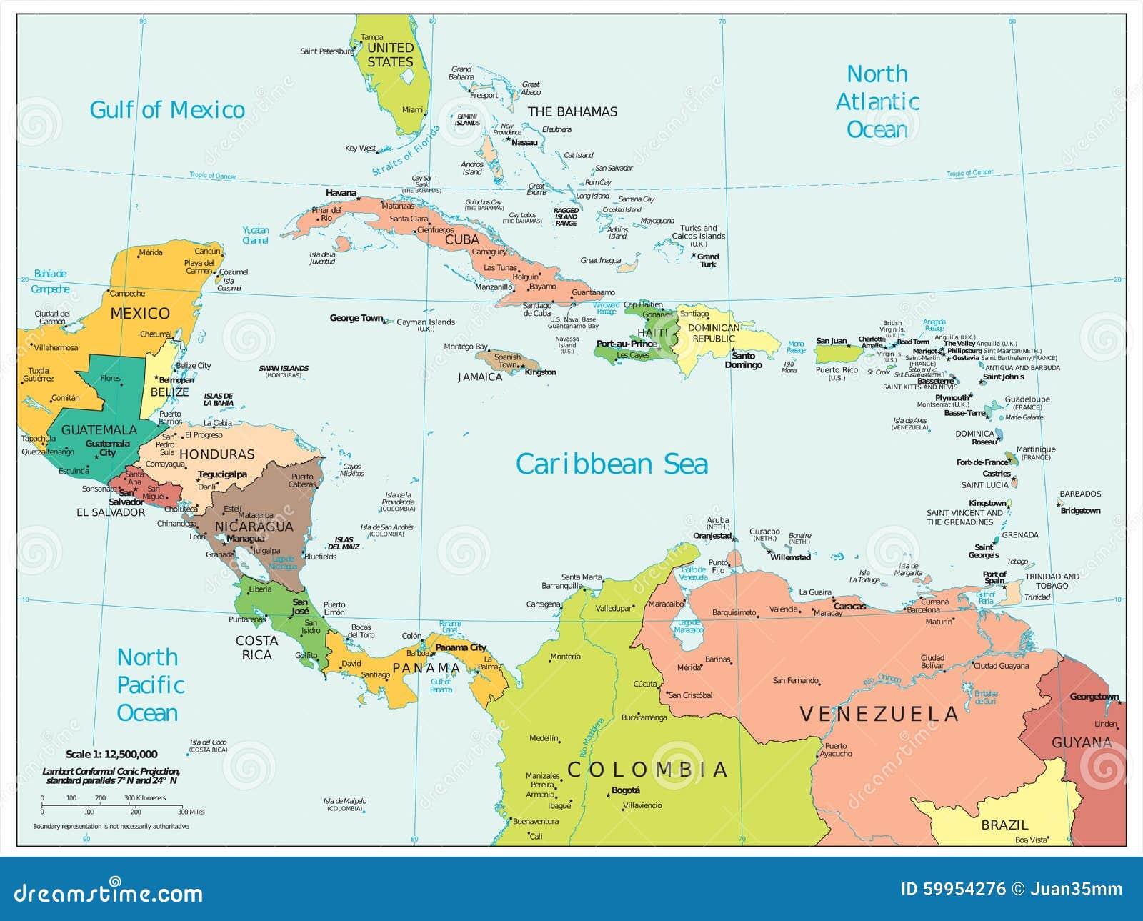 el caribe mapa politico