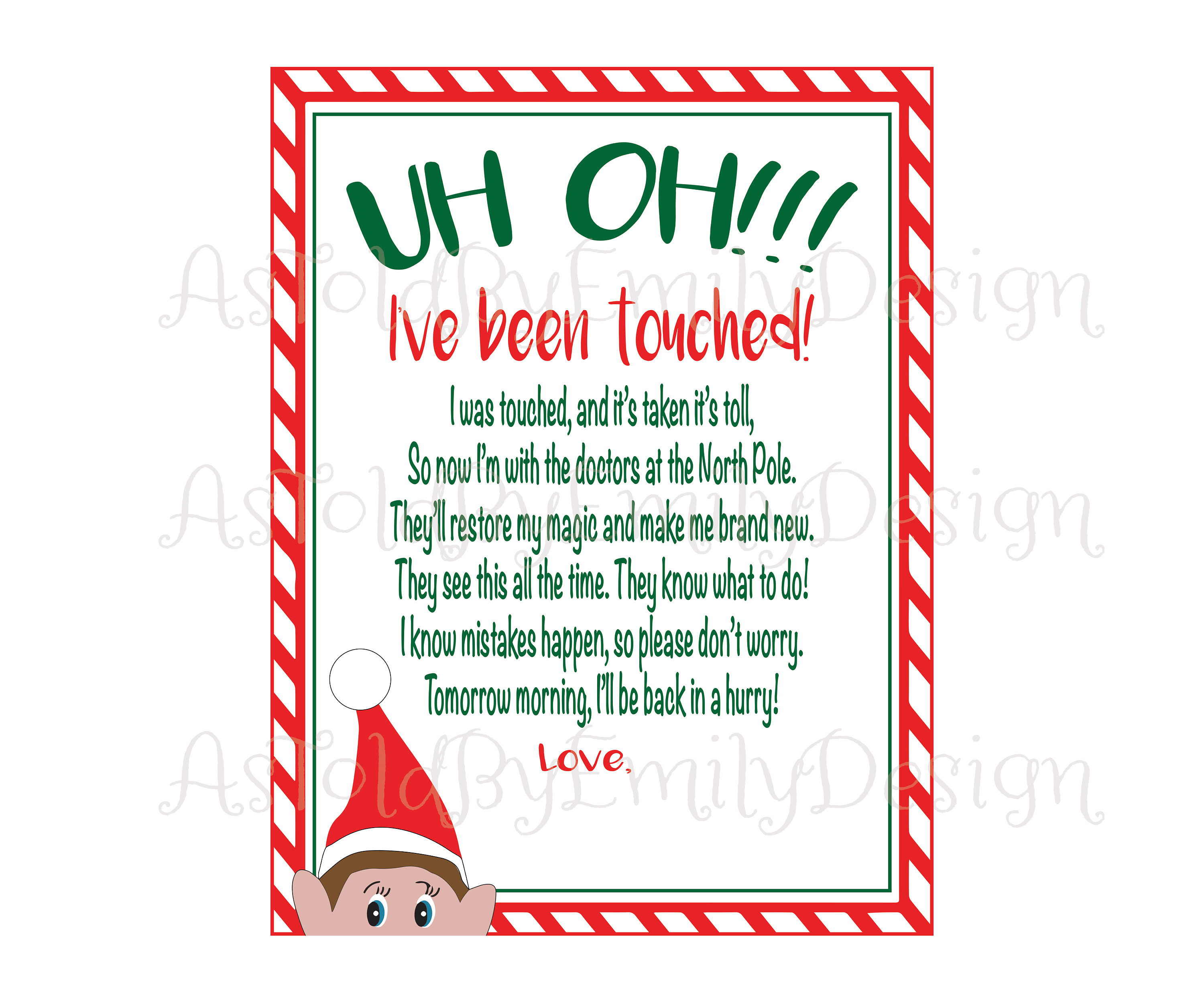 elf on the shelf touched letter