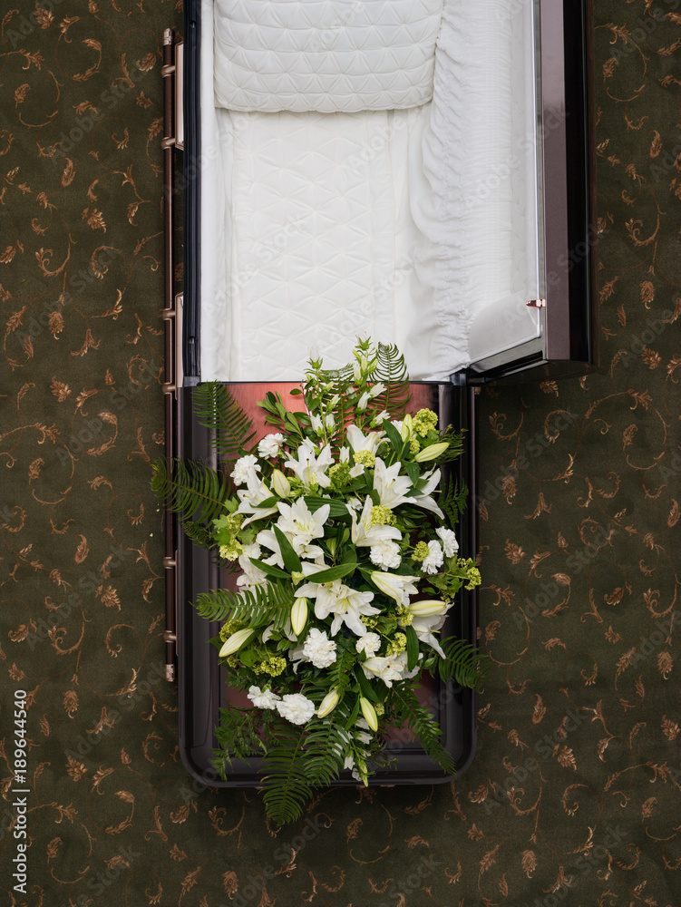 empty open casket