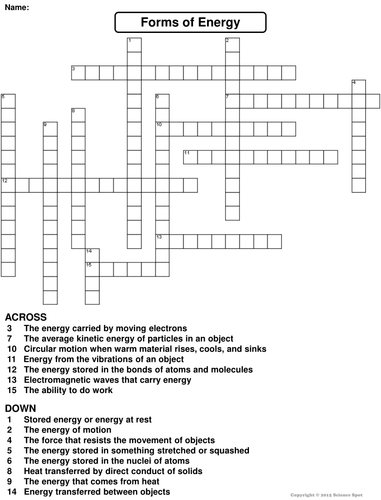 energy crossword puzzle