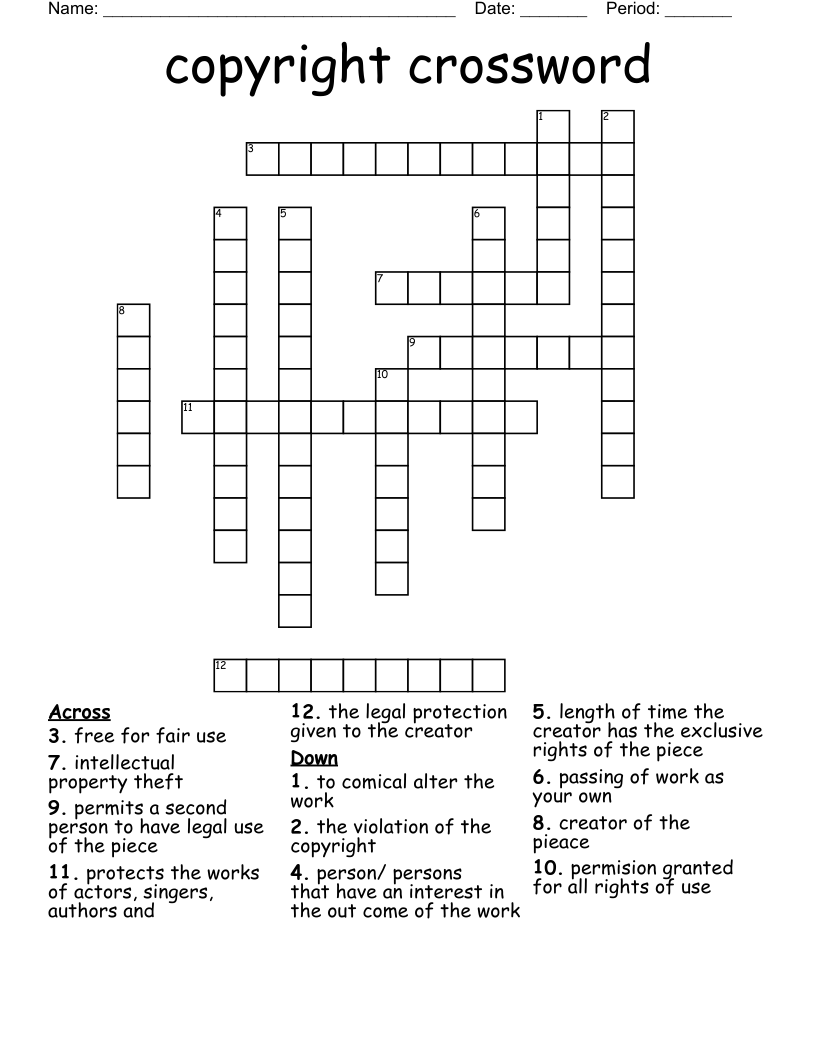 exclusive right crossword