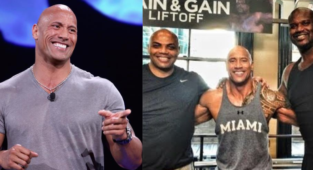 the rock next to shaq